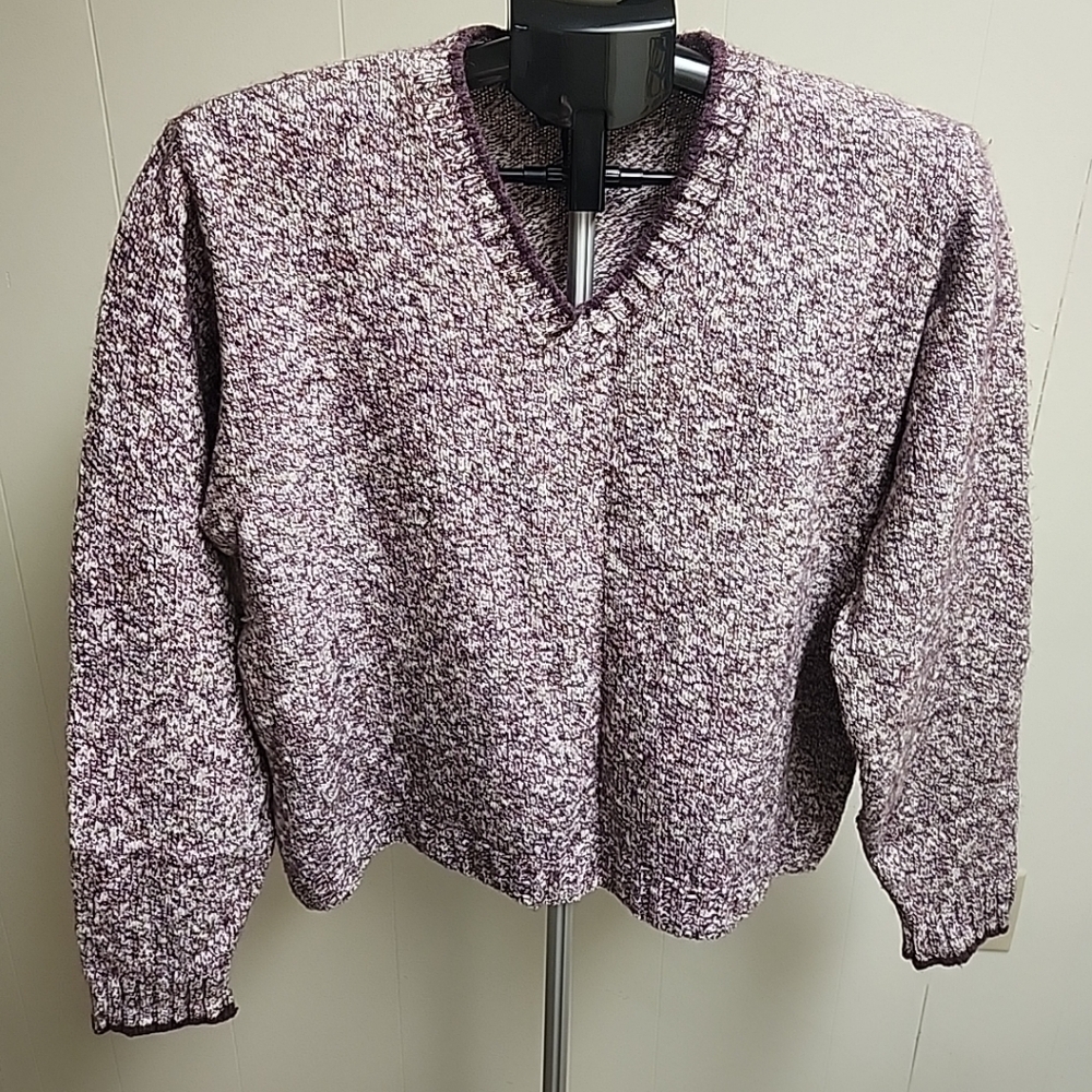 Vintage 90s Lands End Womens Large Purple Cotton Wool Sweater